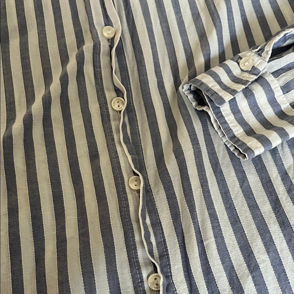 Victoria's Secret Blue and White Striped Button Down Night Gown - Picture 6 of 7
